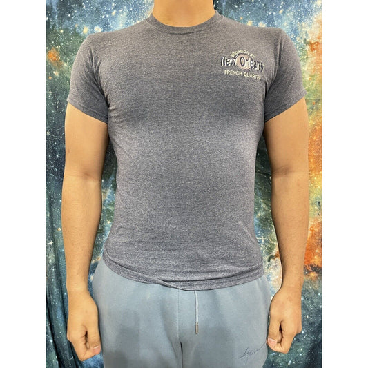 Men’s Gildan Small gray blue bourbon street new orleans french quarter shirt