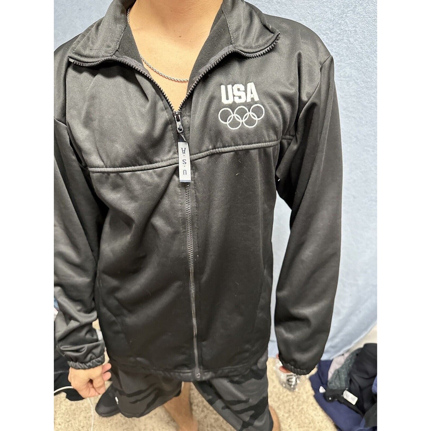 Men’s Black Full Zip XL Us Olympics Committee Jacket Black