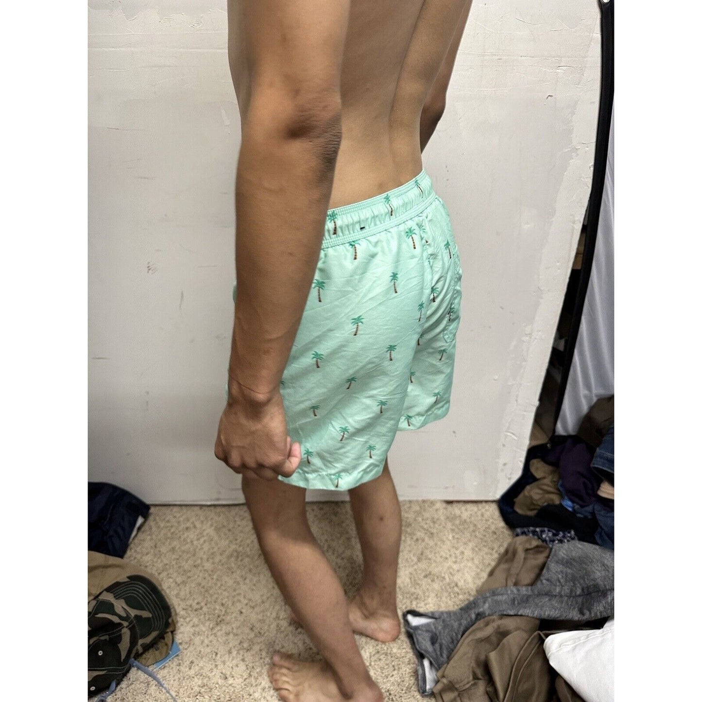 Men’s American Eagle Green Palm Tree Swim Trunks Small