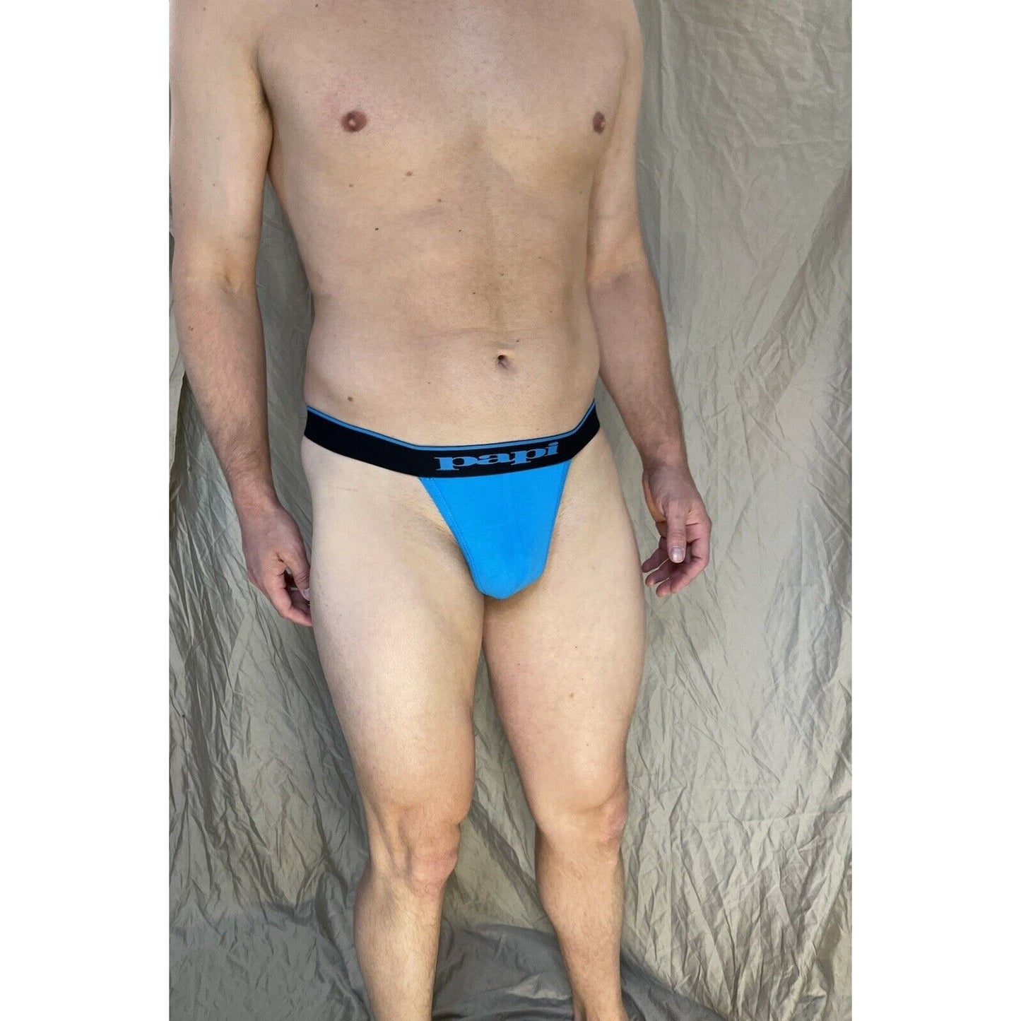 men's papi Aqua Thong with Black lettering Small