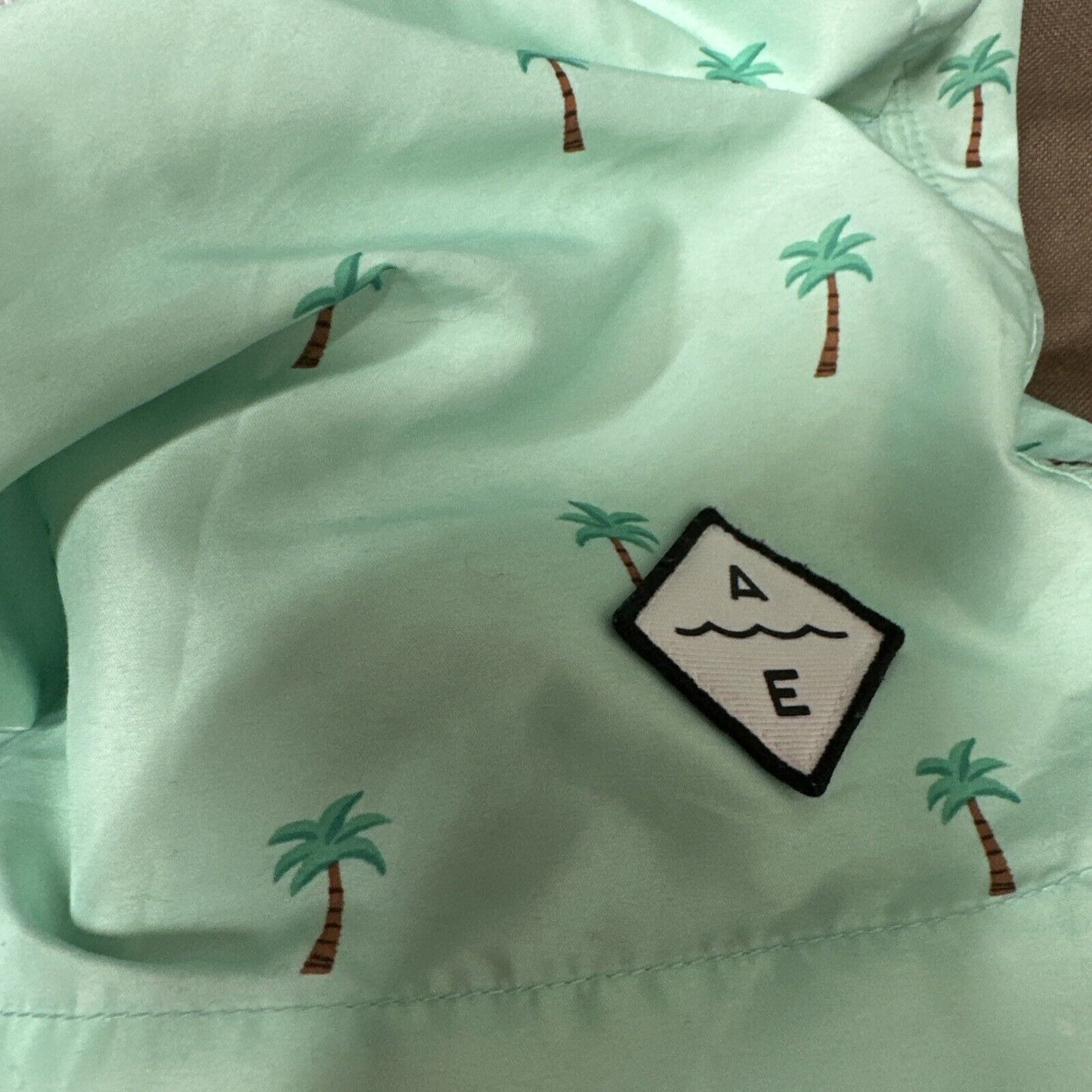 Men’s American Eagle Green Palm Tree Swim Trunks Small