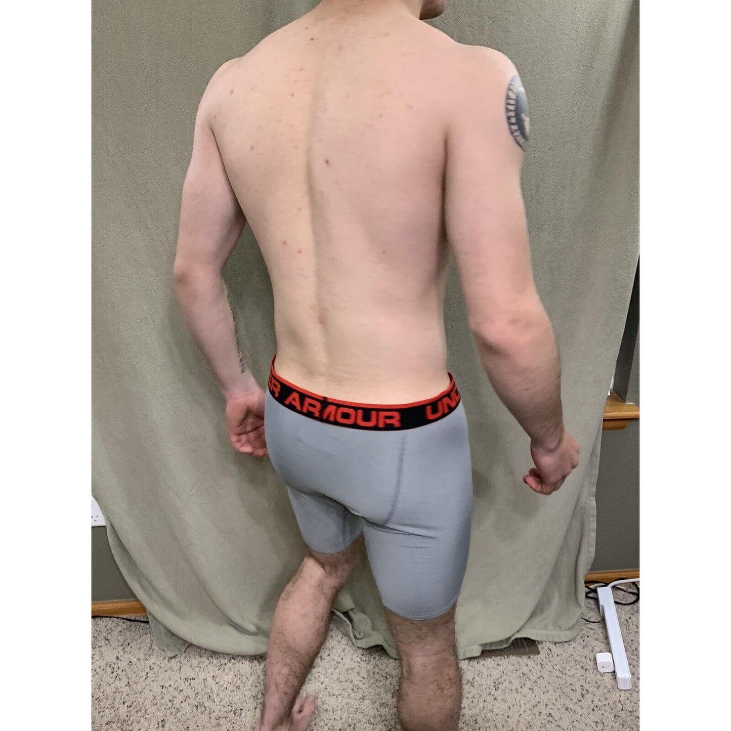 Men’s Gray With Black/Red Band under armour Ua boxerjock 6” Size Small