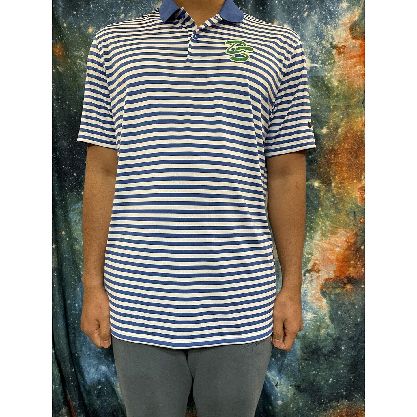 Men’s Doherty High School Spartans Striped blue Nike Golf Shirt Sleeve Shirt L