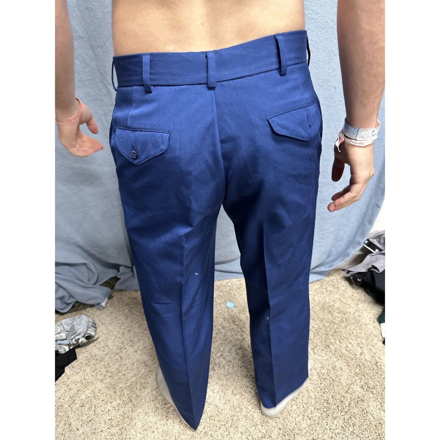 Men’s Usmc Trousers Uniform Pants Marines 33S Poly Wool Blue