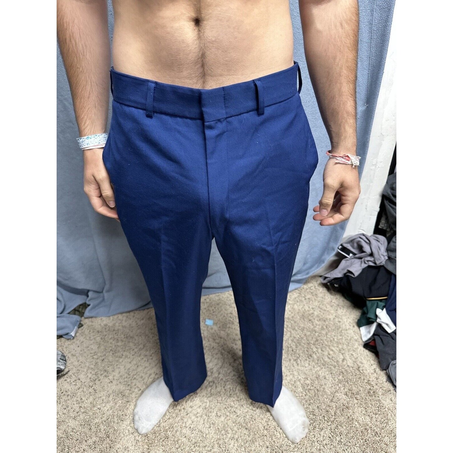 Men’s Usmc Trousers Uniform Pants Marines 33S Poly Wool Blue