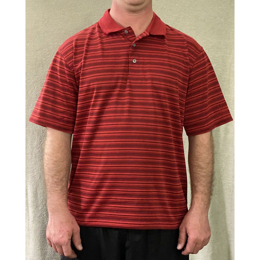 NIKE GOLF Fit-Dry Red Stripes Men’s Large Polyester Polo Shirt