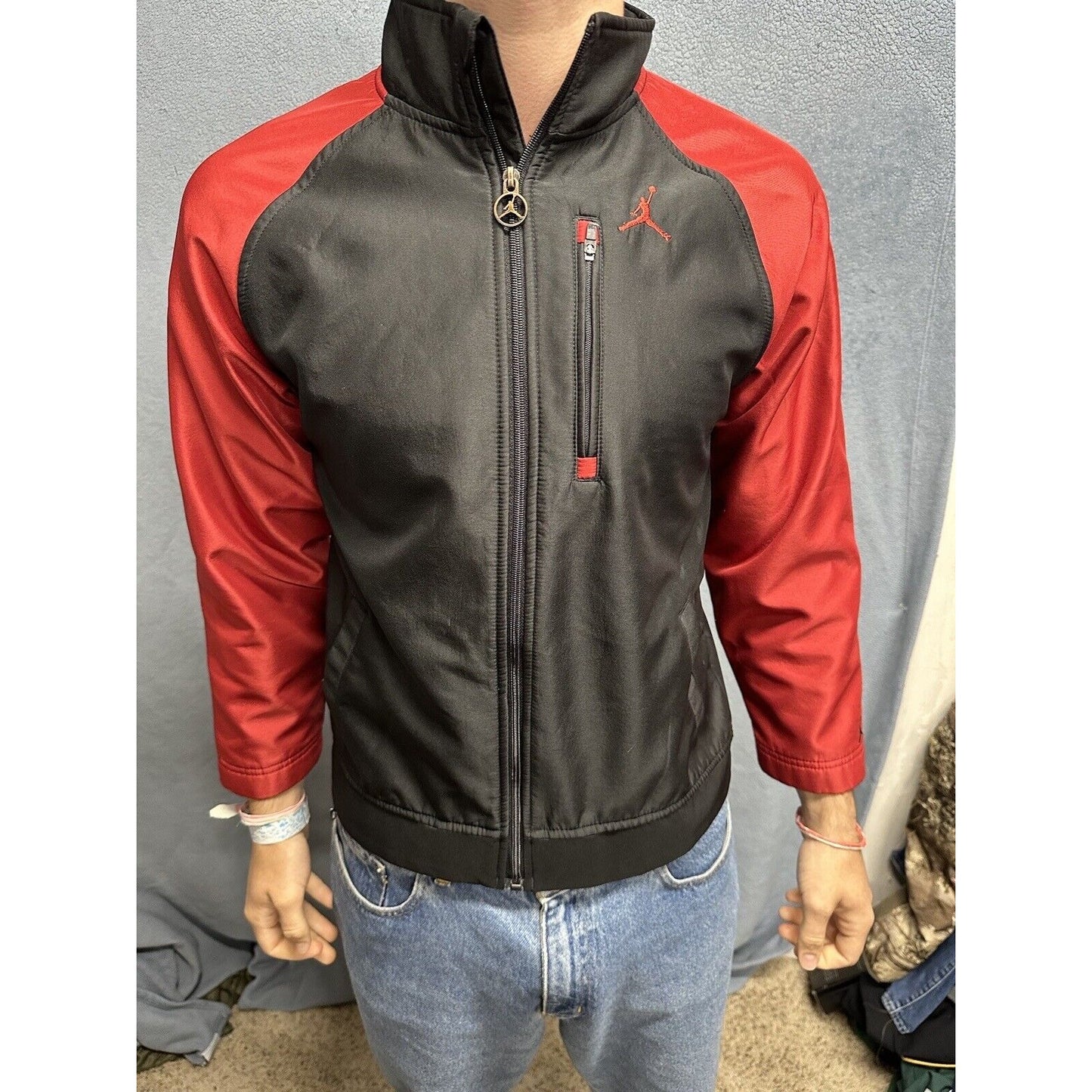 Boys Medium 12/14 AND1 Full Zip Jacket Red Black Polyester