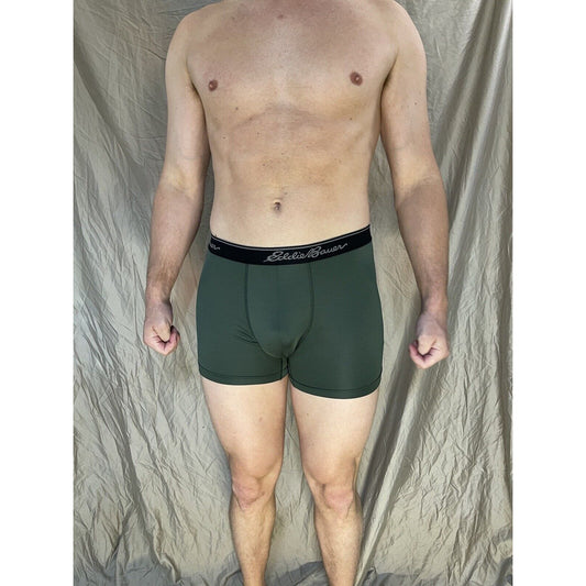 men's eddie bauer medium compression shorts 8% spandex Olive Green