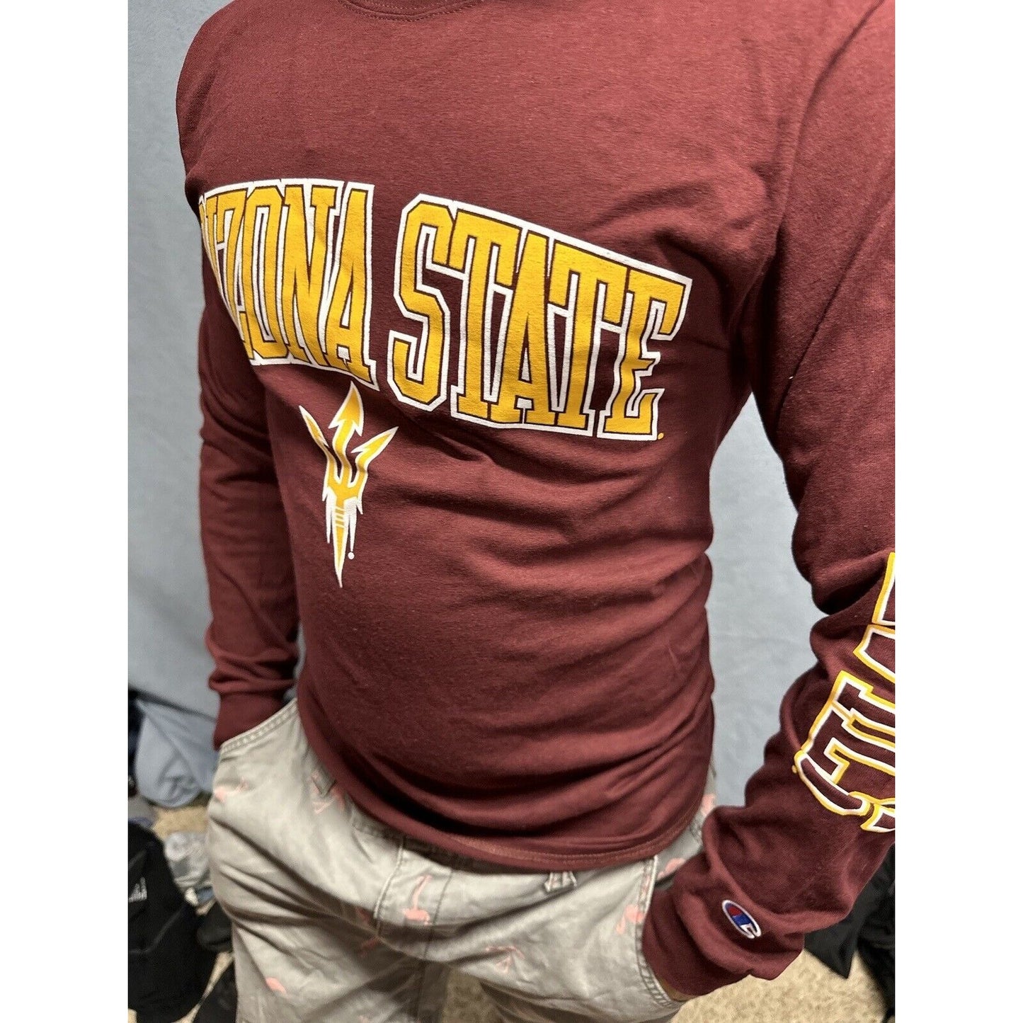 Men’s Maroon Champion Small Arizona Sun Devils Long Sleeve Shirt