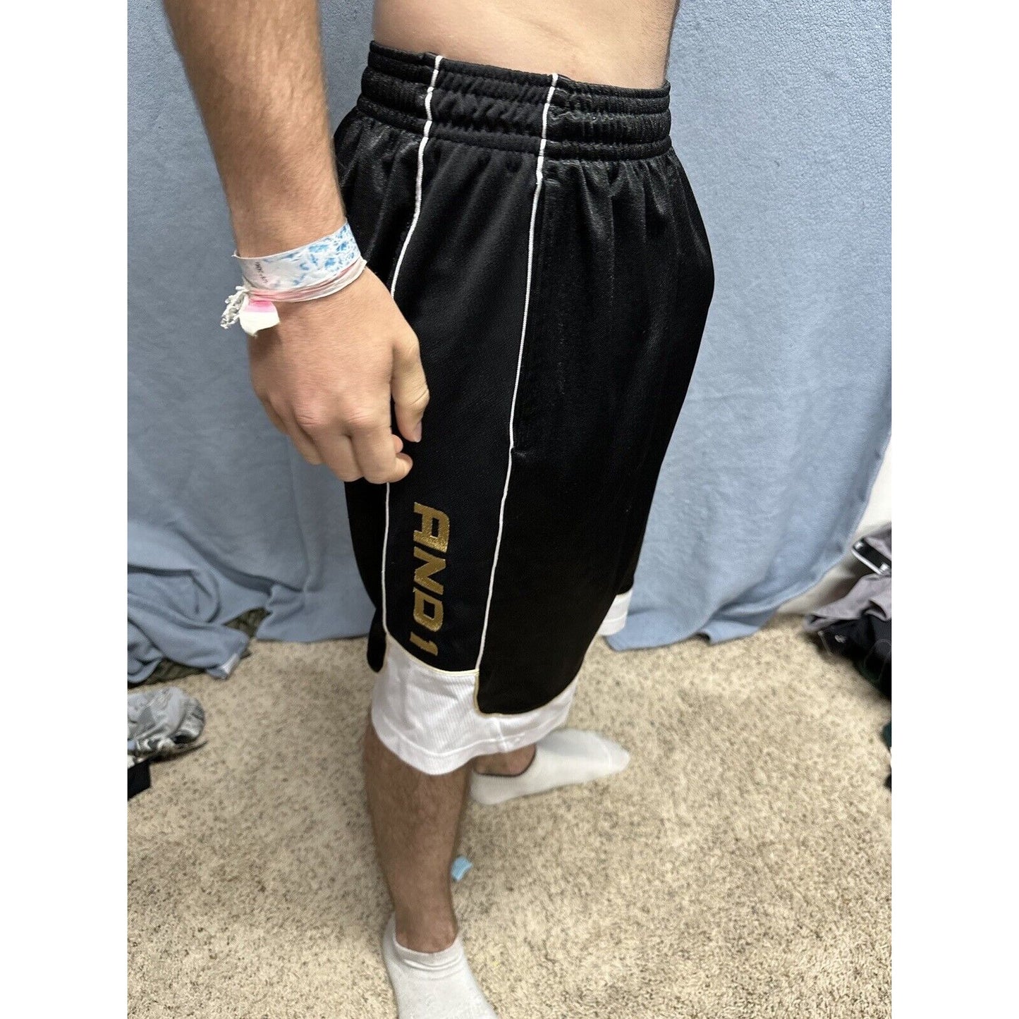 Men’s XL AND1 Black And White Athletic Shorts With Pockets
