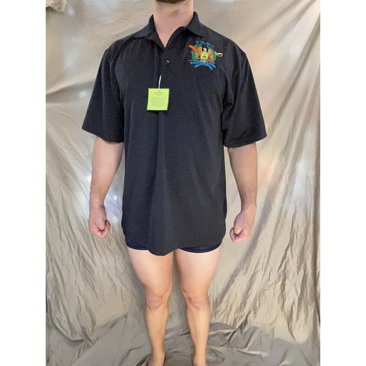men's black polo large port authority SAMC army