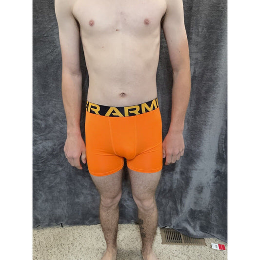 boy's youth large neon orange heatgear under armour fitted boxer brief