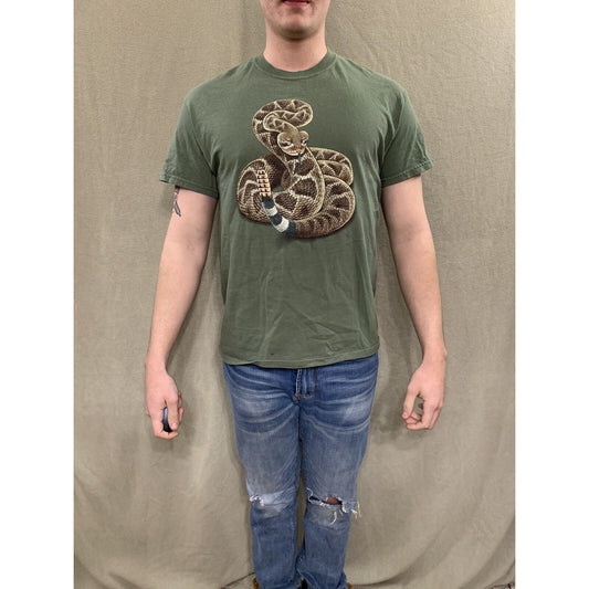 Gildan Men’s Medium Olive Green Rattlesnake T-shirt