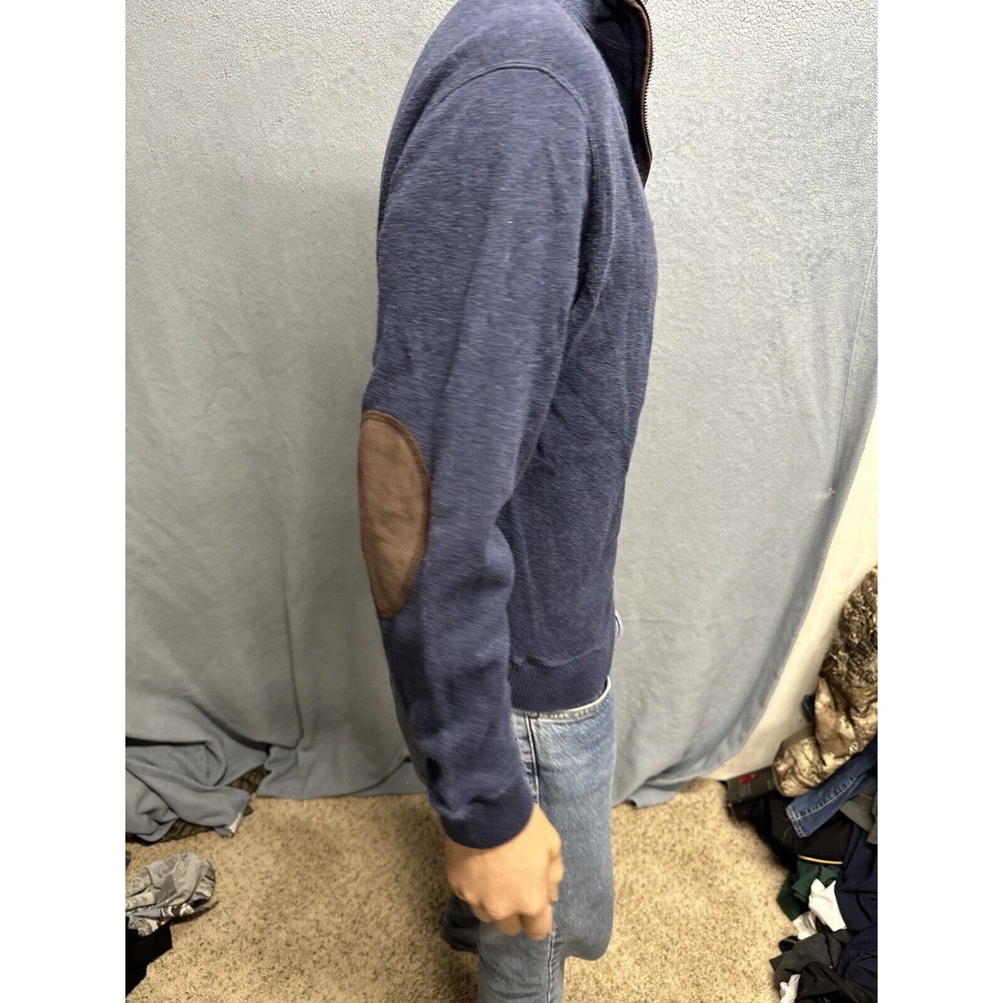 Men’s Dark Blue Medium Cremieux 1/4 Zip Long Sleep Pullover Sweater