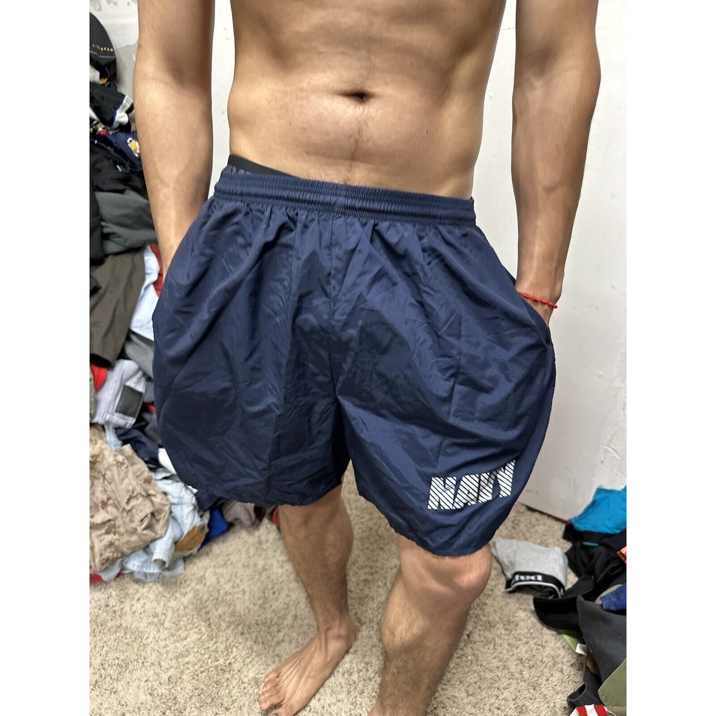 Men’s Large Navy Physical Fitness Uniform Blue Shorts Trunks