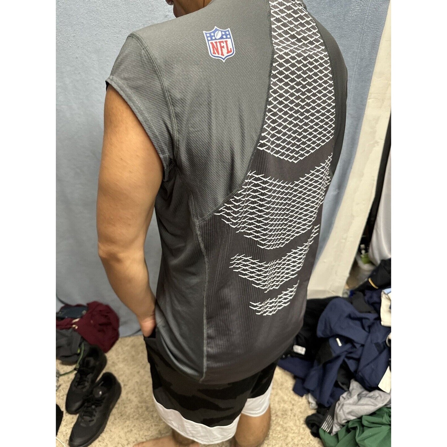 Men’s NFL On Field Apparel Muscle Shirt Gray New York Jets Shirt Large