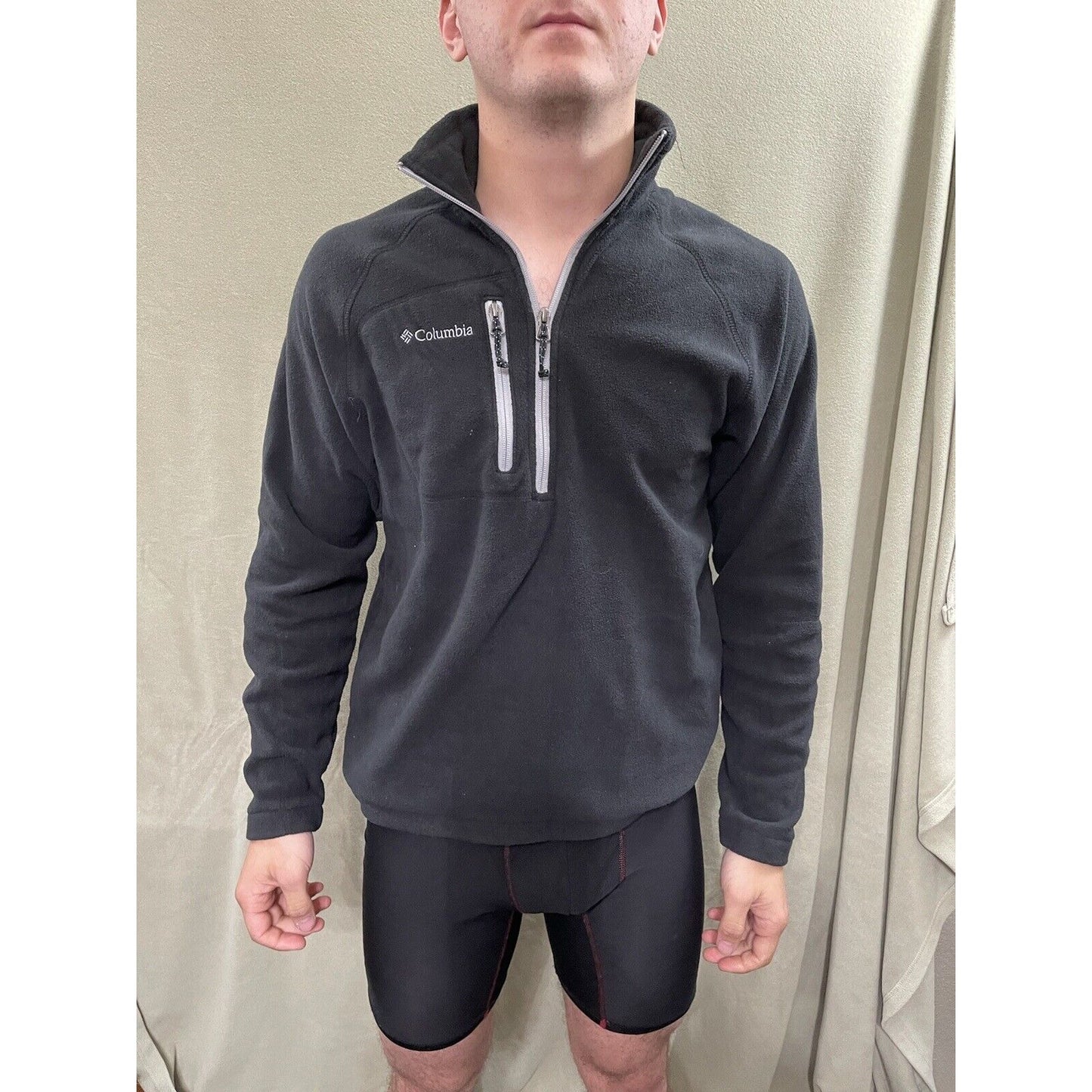 Men’s Black Columbia Fleece Jacket Bear Logo Size Small