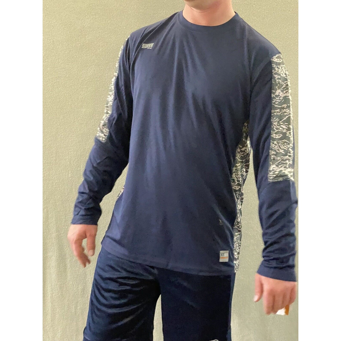 Soffe Extreme Training XT46 Mens Large Navy Blue Camo Polyester Long Sleeves NWT