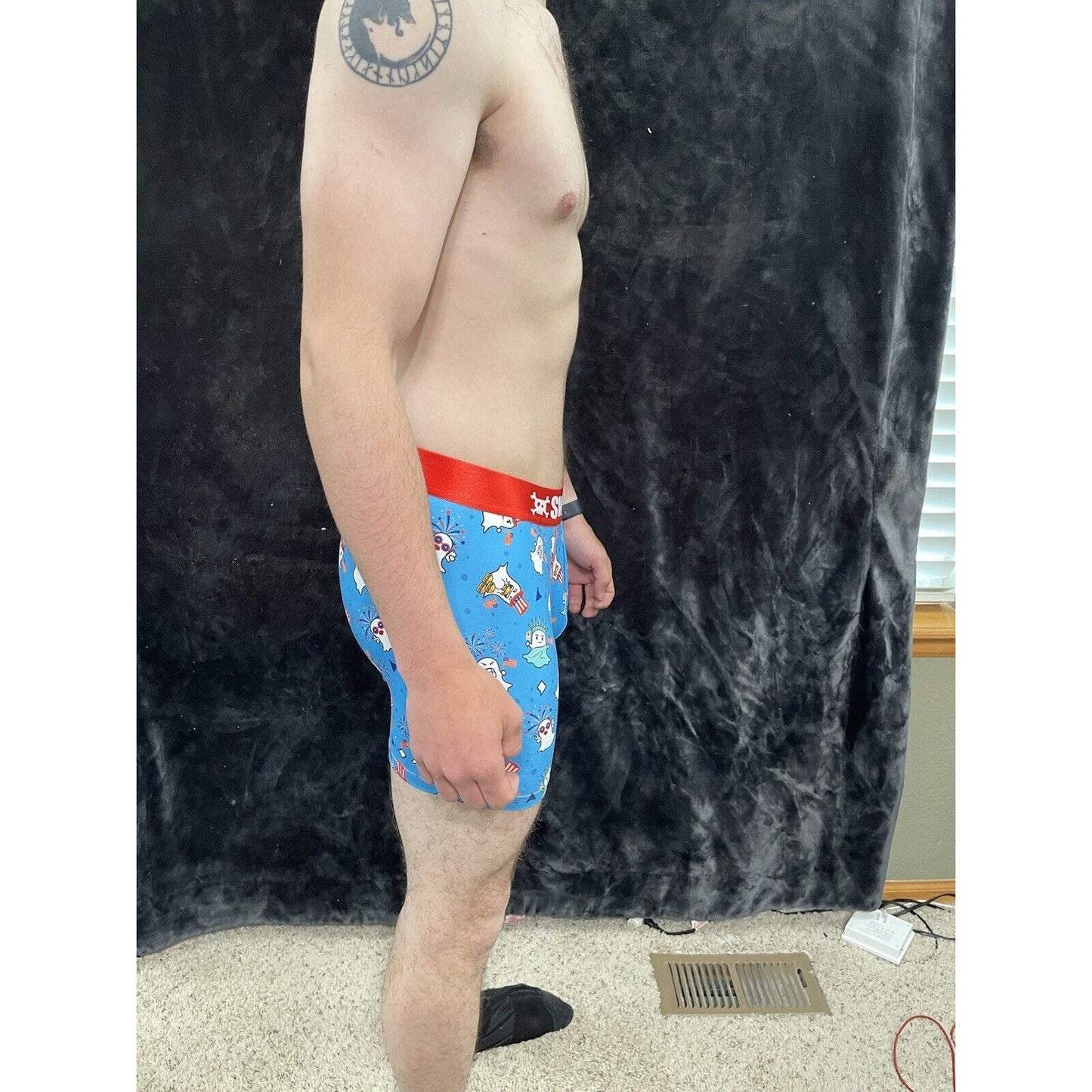 Men’s Medium Swag Boxer Briefs Americana Ghosts Patriotic Flags USA
