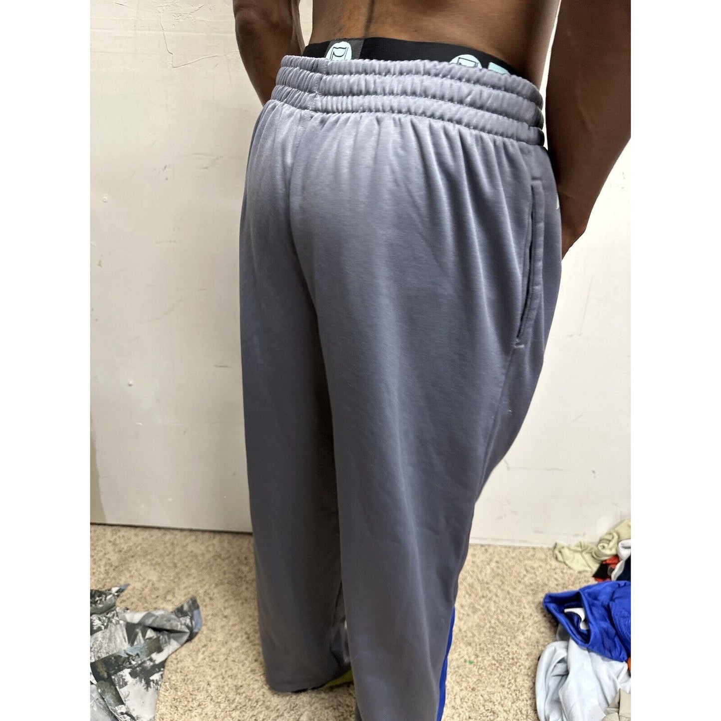 Men’s Gray Large Russell Polyester Sweat Pants With Pockets Air Force Falcons US