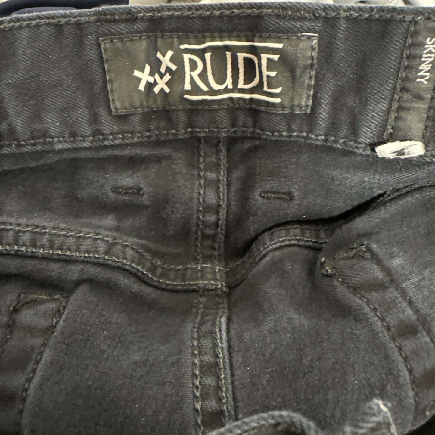 Men’s Black Rude Skinny Jeans 34 X 32