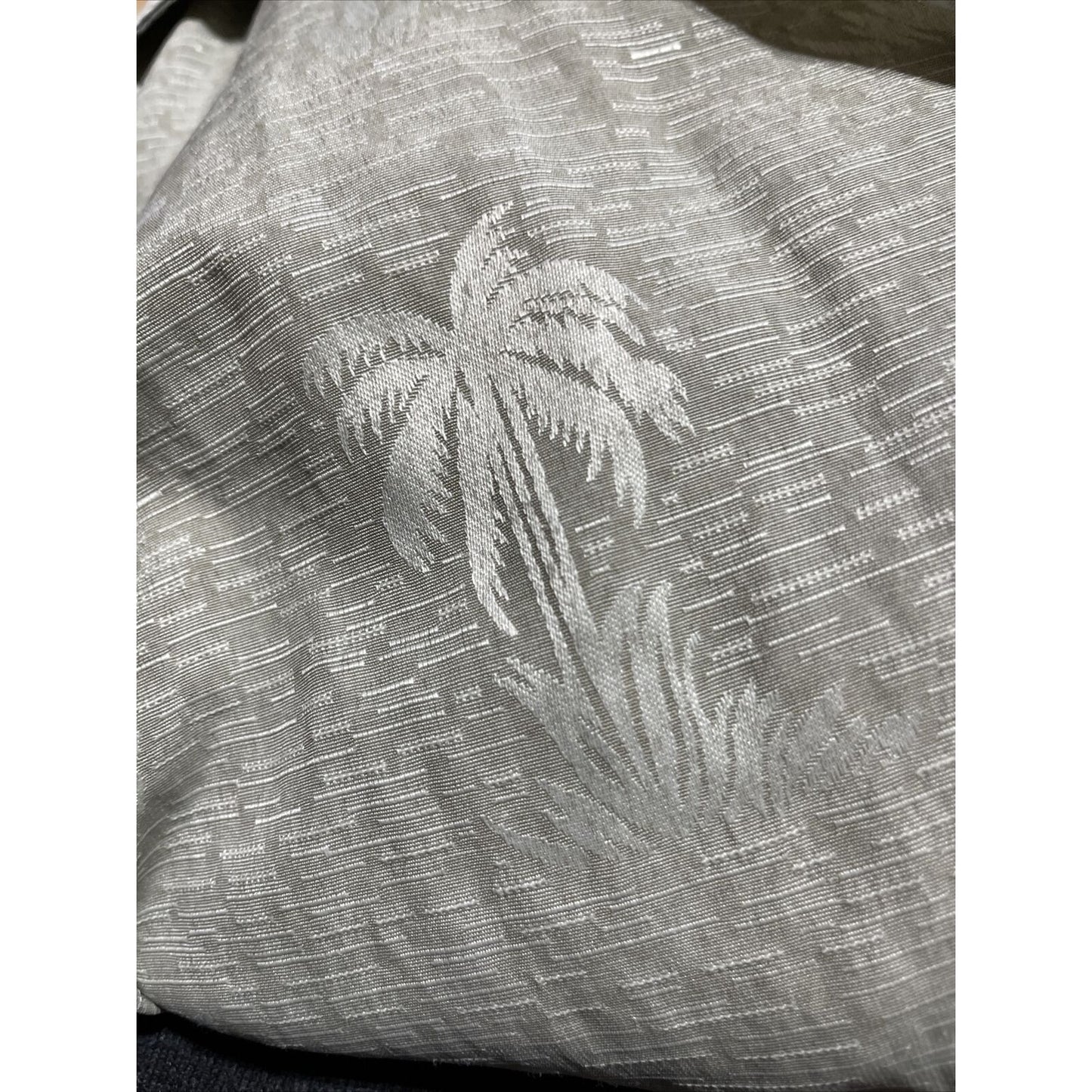 FADED GLORY MEN'S SZ L (42-44) Beige SHORT SLEEVE HAWAIIAN PALM TREES POCKET