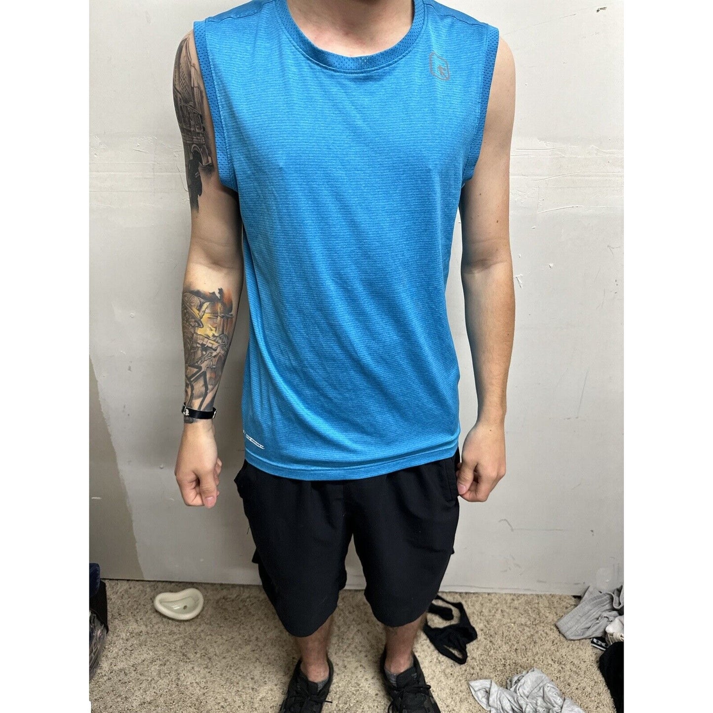 Men’s Teal Blue And1 Muscle Shirt Small Sleeveless