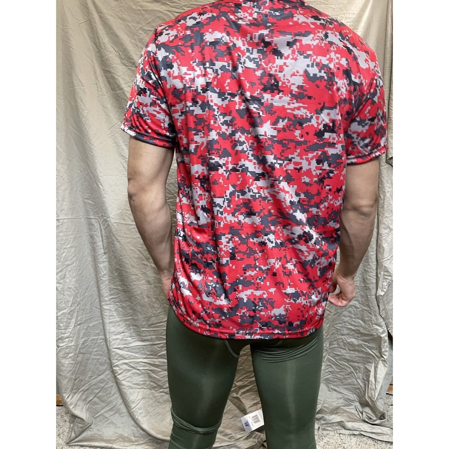 Boy's Youth Large Digi Camo Alleson Athletic Red Compression Workout Shirt