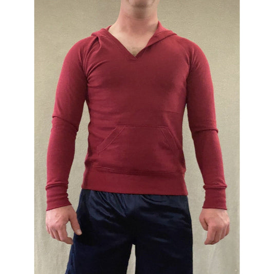 Soffe Men’s Medium Plain Solid Red Cotton-blend Pullover Hooded Sweatshirt