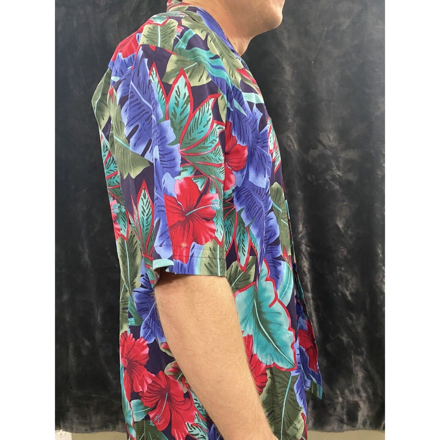 The Hawaiian Original Mens Casual Cotton Short Sleeves Blue Button-down Shirt XL