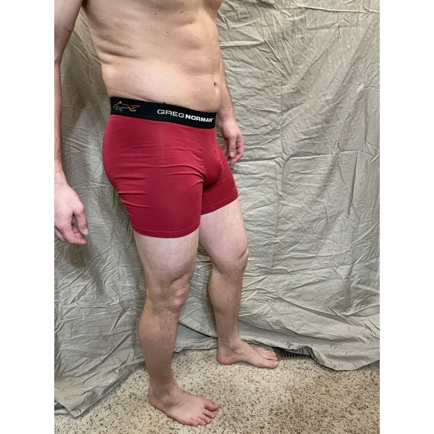 men's greg norman red small compression shorts