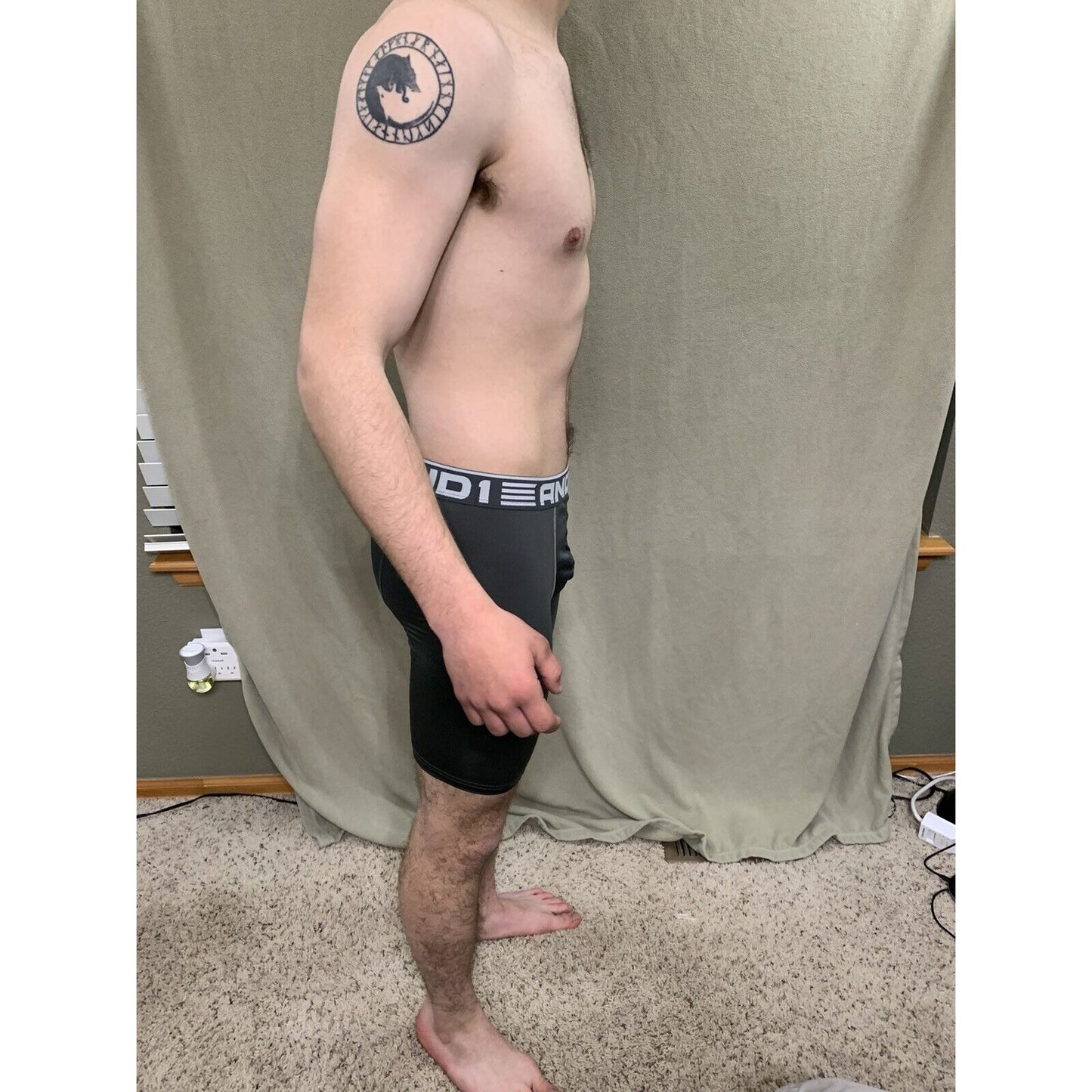 Men’s Gray With White Band Medium AND1 Compression Performance Boxer Briefs