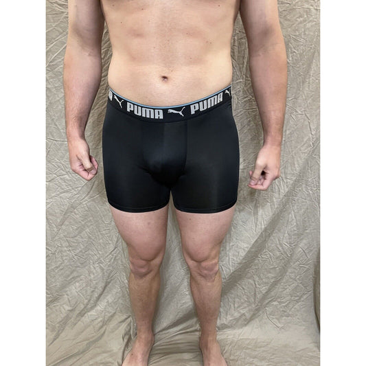 men's black puma compression boxer briefs athletic Large