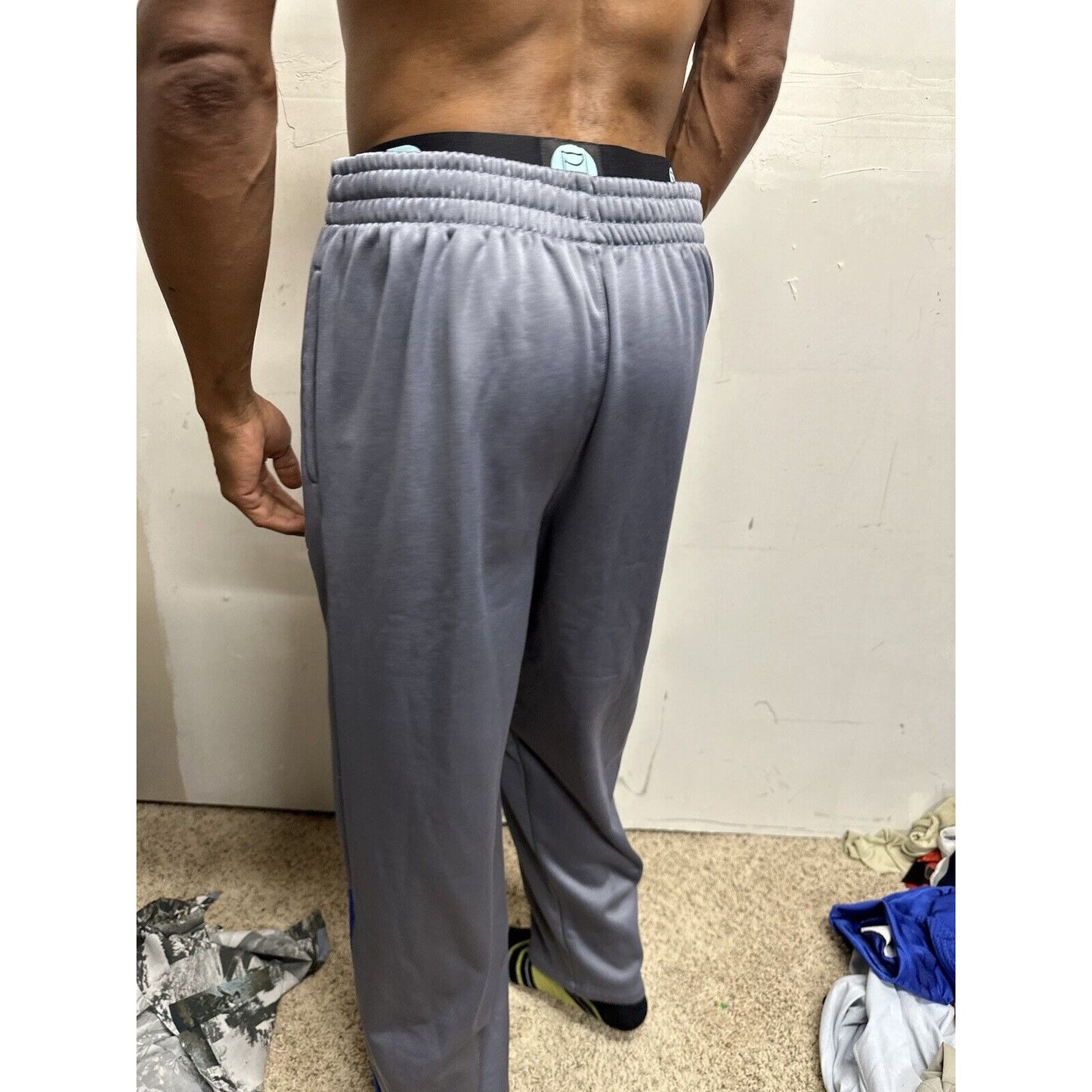 Men’s Gray Large Russell Polyester Sweat Pants With Pockets Air Force Falcons US