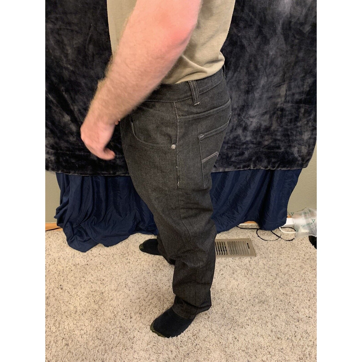 Men's EVOLUTION In Design Black Denim Jeans 34 X 34 Straight Fit