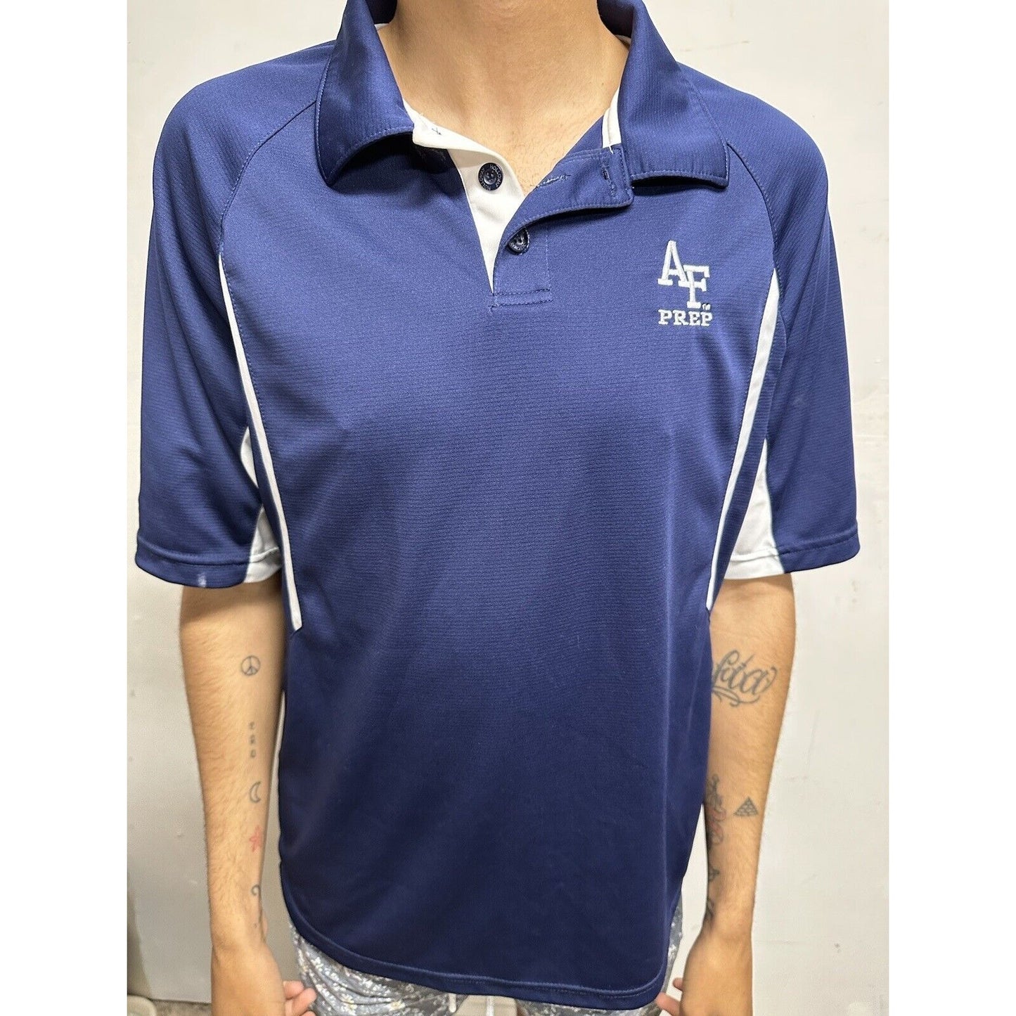 Men’s Air Force Academy Prep School Blue Polo Shirt Medium Holloway