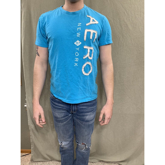 Aeropostale Aero New York T-Shirt Size Medium Teal Blue
