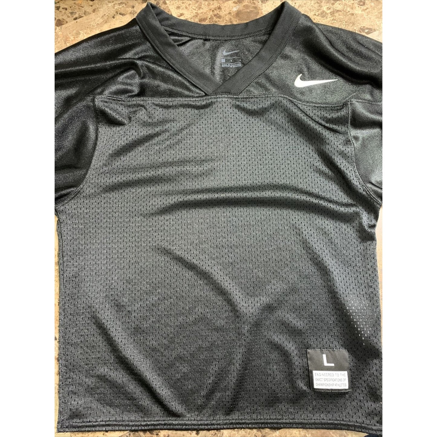 Men’s Nike Football Practice Jersey Solid Black Mens Size Large White Logo