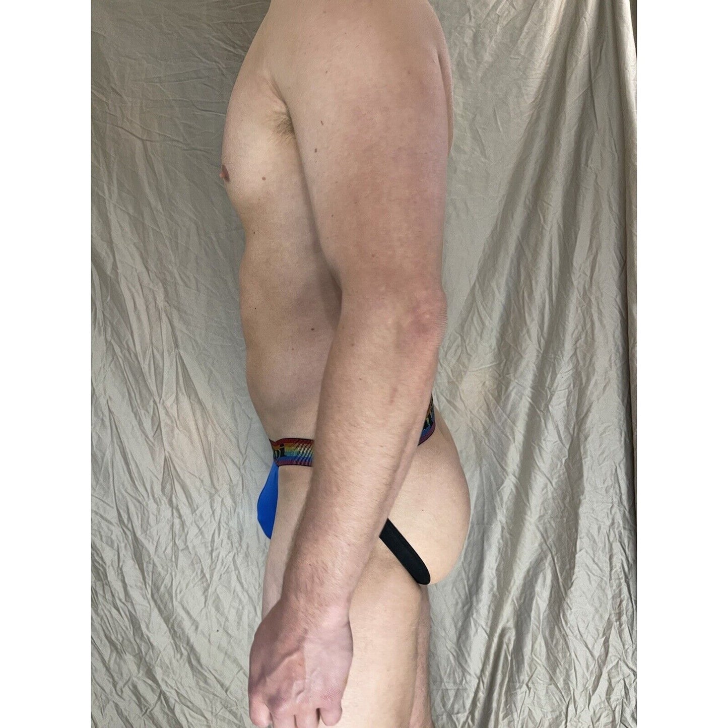 men's papi Rainbow pride Blue  jock jockstrap Medium