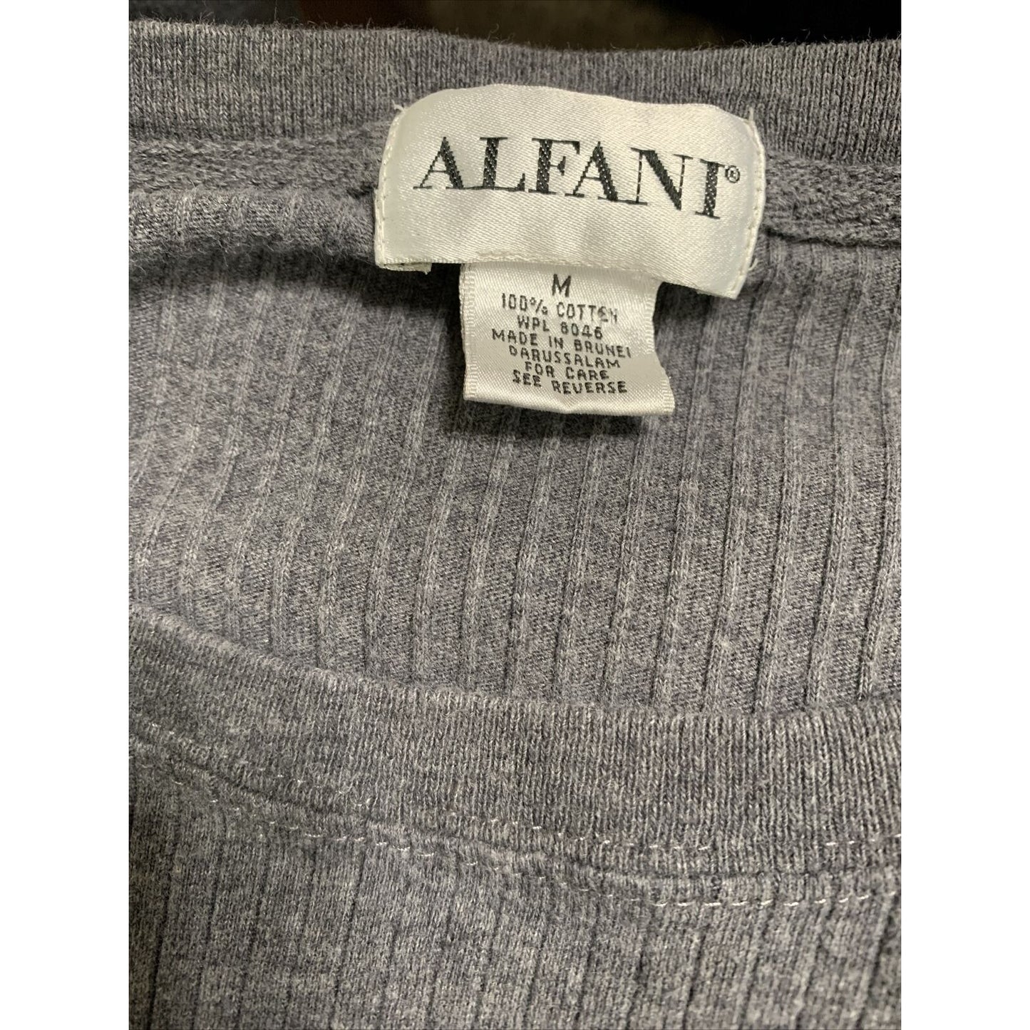 Alfani Mens Stretch Gray Ribbed T-Shirt Medium