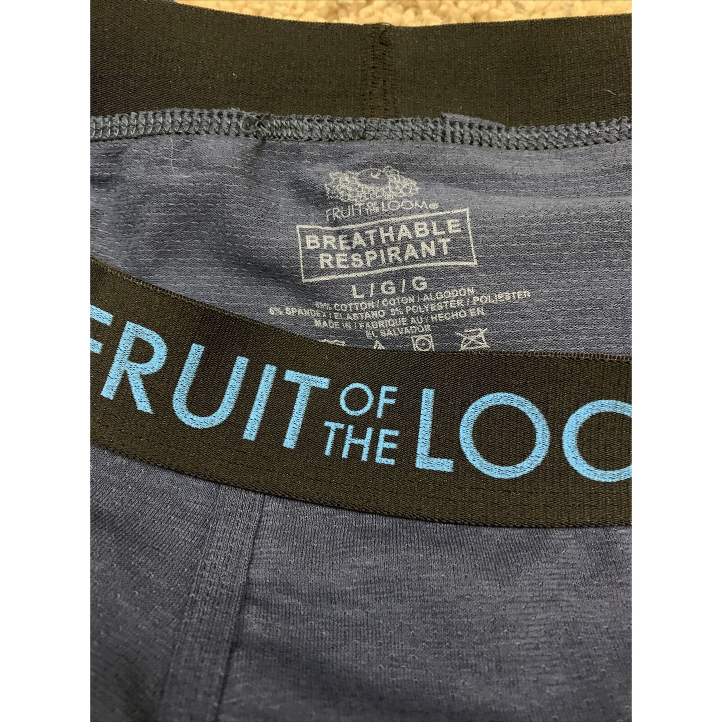 Fruit Of The Loom Boxer Briefs Breathable Respirant Men’s Size Large Dark Blue