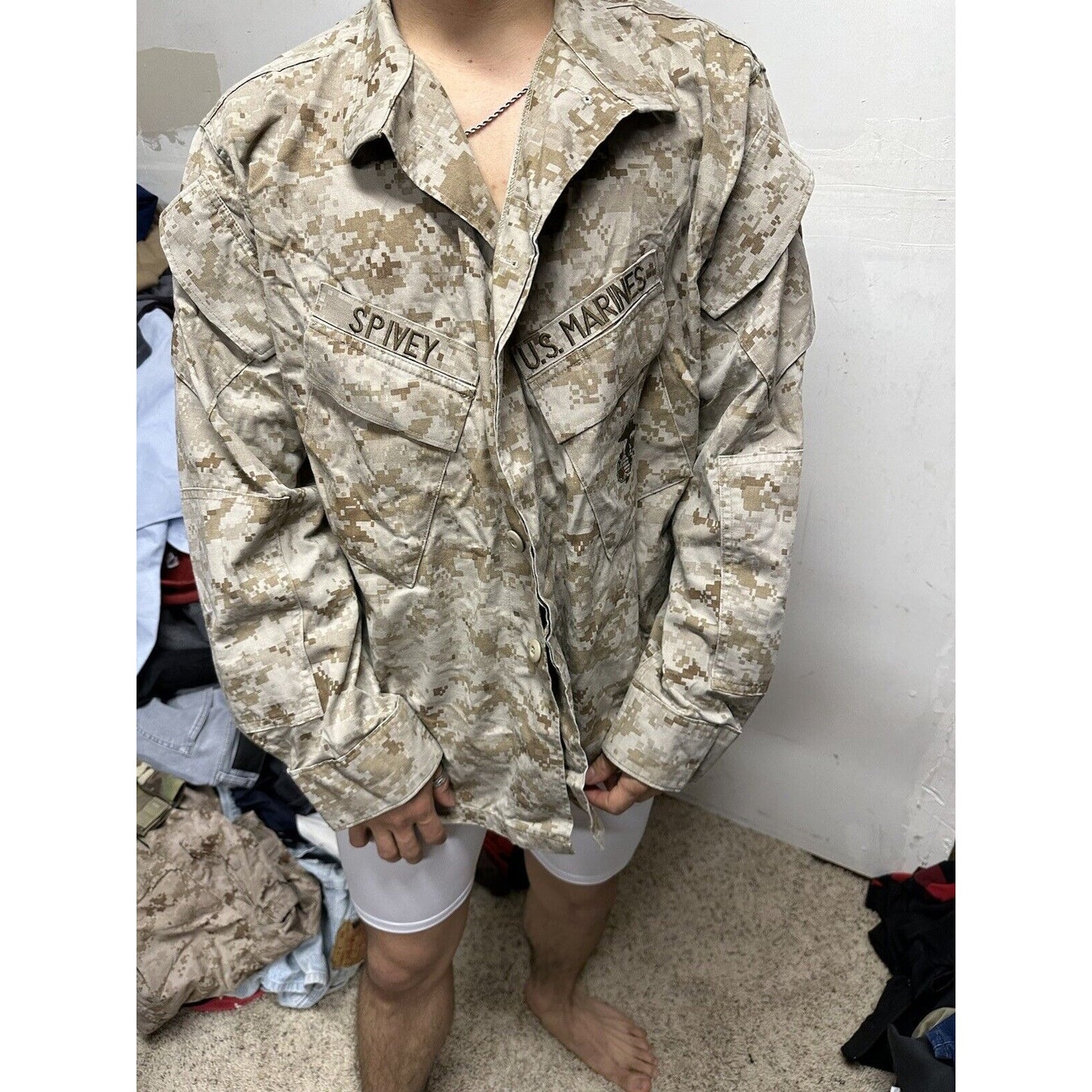 Men’s USMC Marine Corps Blouse Top Uniform Large Short