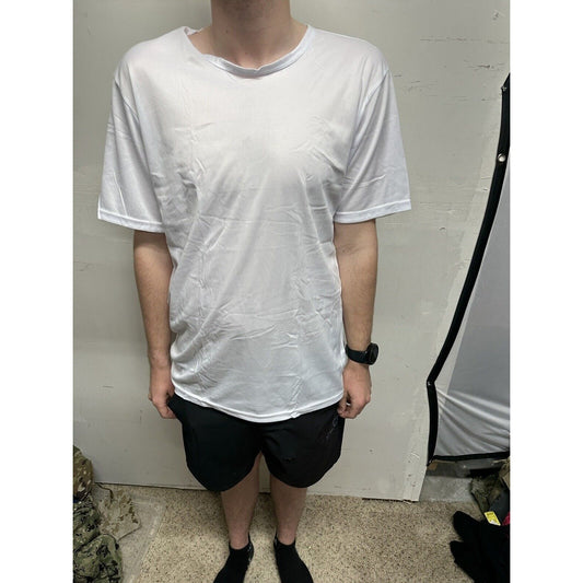 Men’s White Poly TKO Large Short Sleeve Workout Shirt