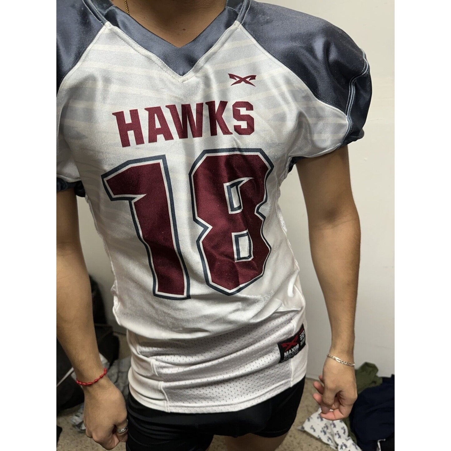 Men’s Maxim Athletic Football Jersey Hawks Number 18