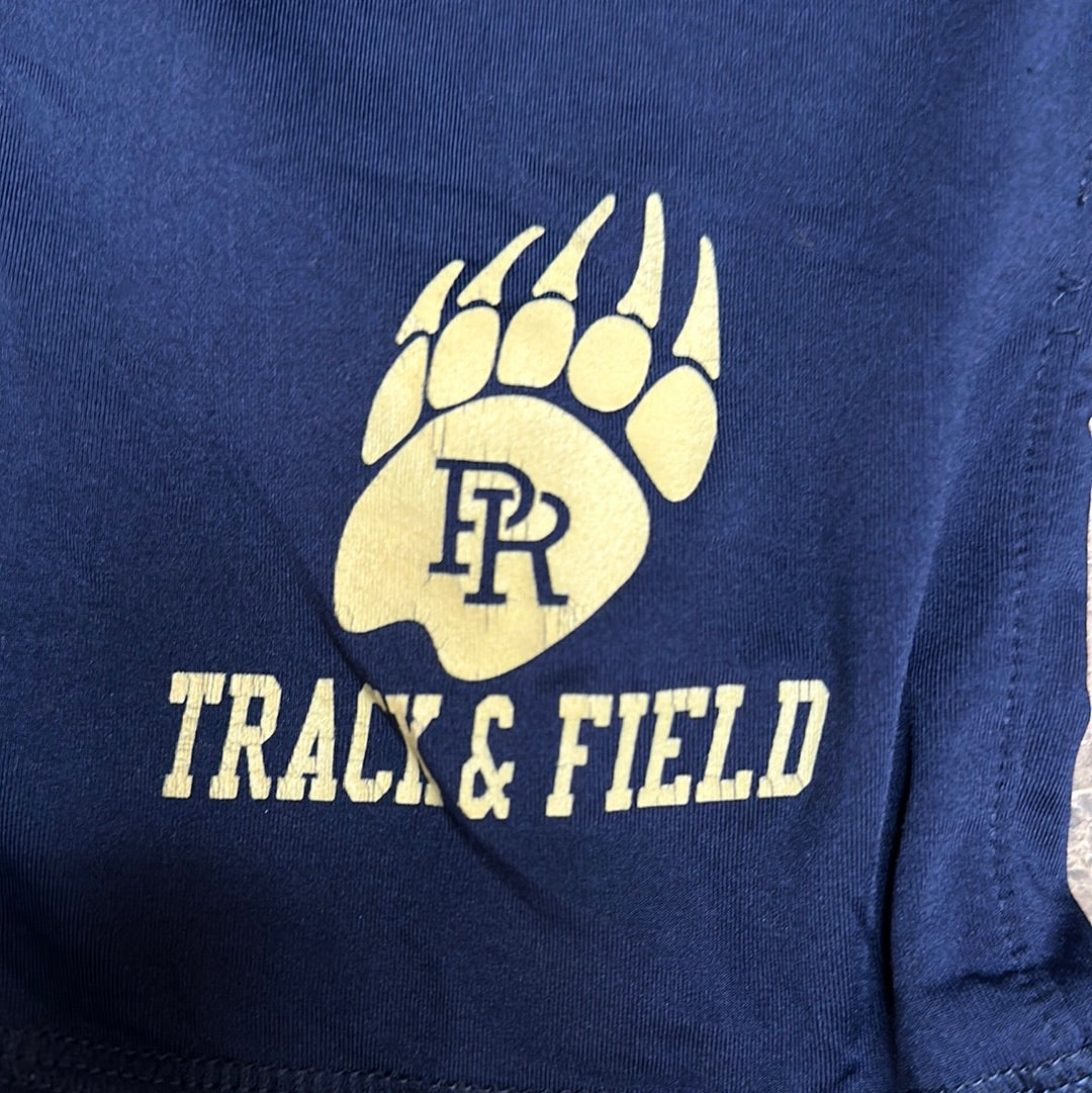 Men’s navy blue under armour heat gear loose shorts athletic no pockets rampart ridge high school track and field