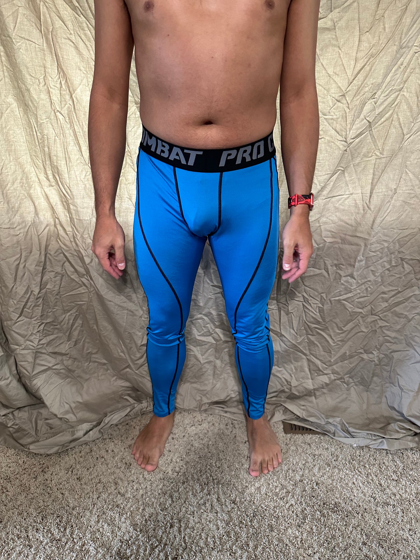 Men’s blue pro combat medium sport athletic base layer compression pants