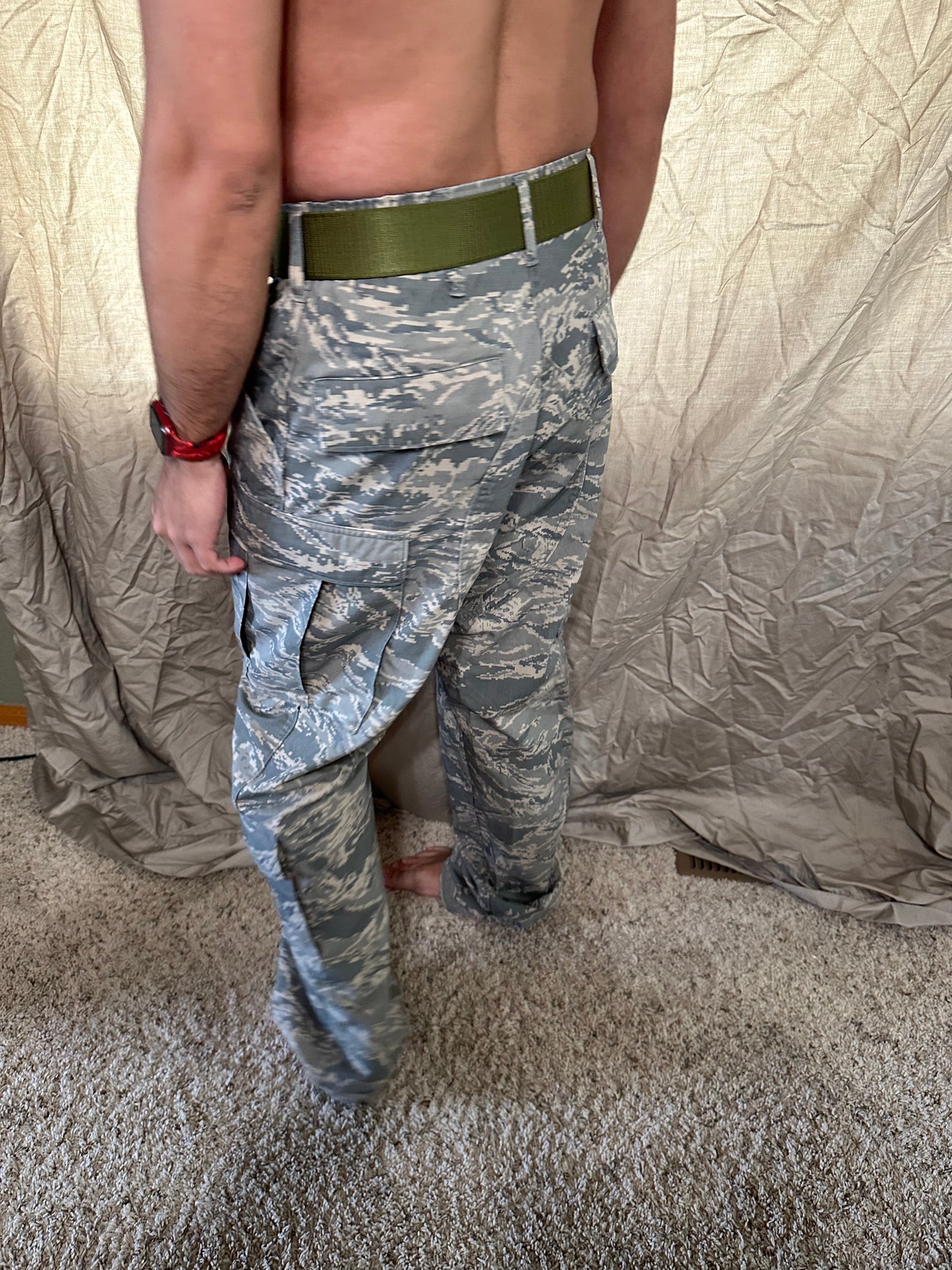 Men’s 30R Abu airman battle uniform USAF civil air patrol pants with olive green belt included