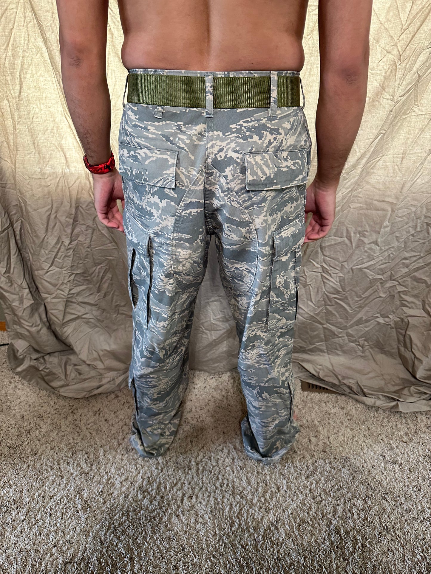 Men’s 30R Abu airman battle uniform USAF civil air patrol pants with olive green belt included