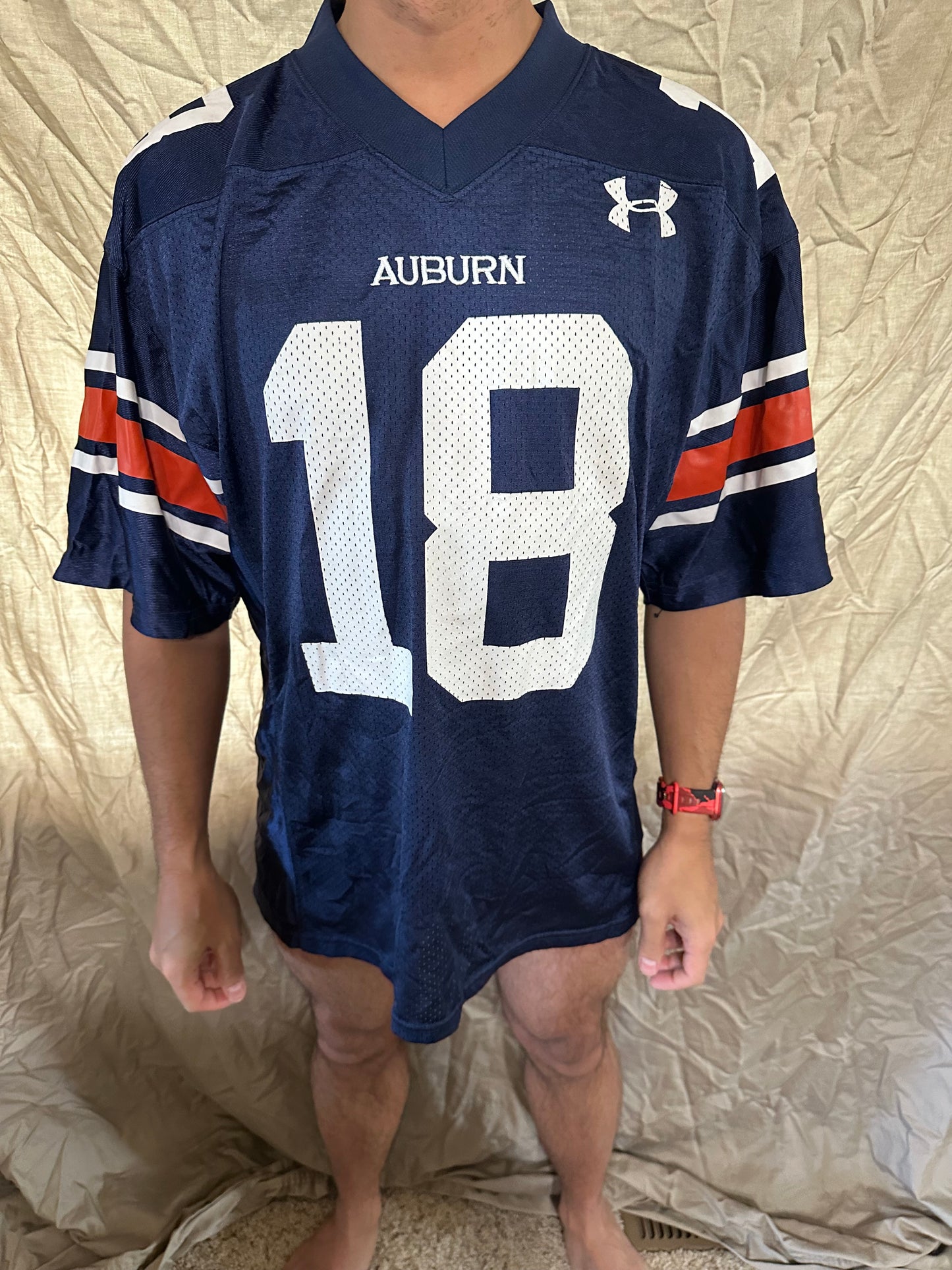 Men’s small auburn football jersey dark blue #18 under armour