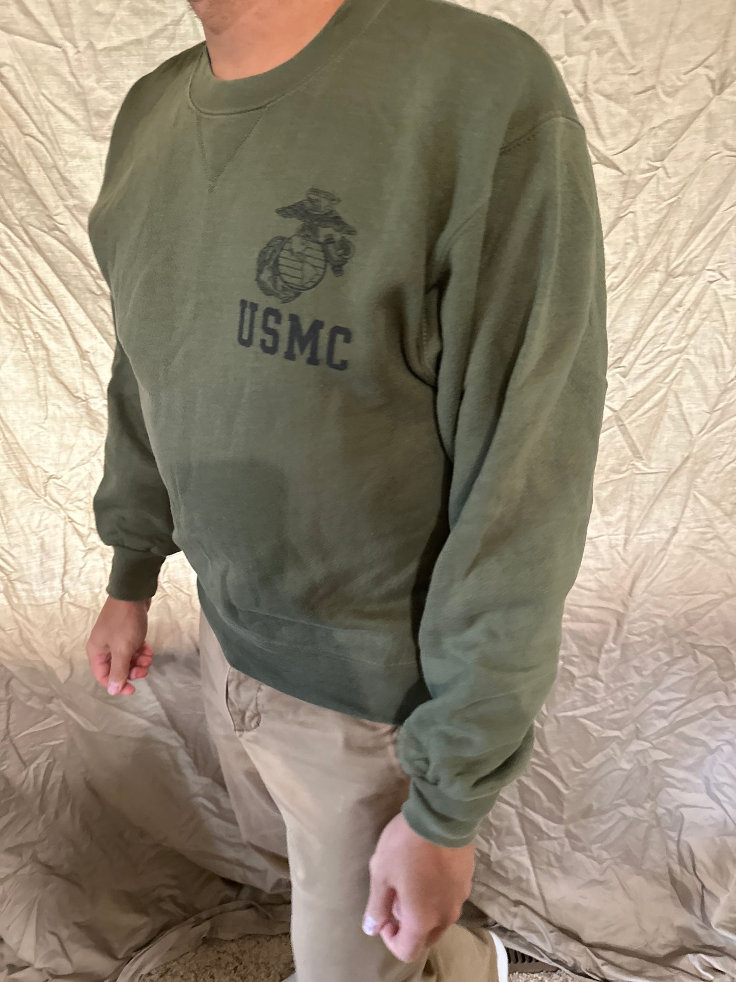 Men’s soffe size small Usmc marine corps pullover athletic sweater darker green